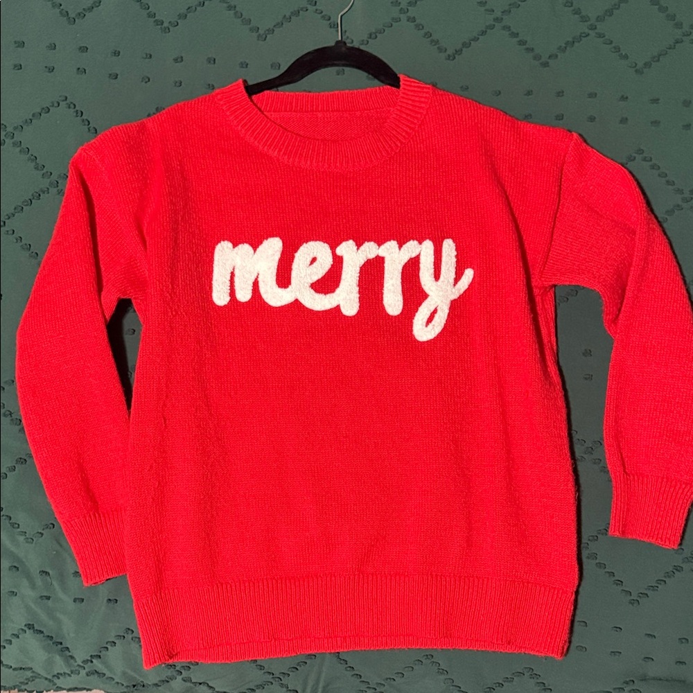 Red 'Merry' Holiday Knit Sweater - Women